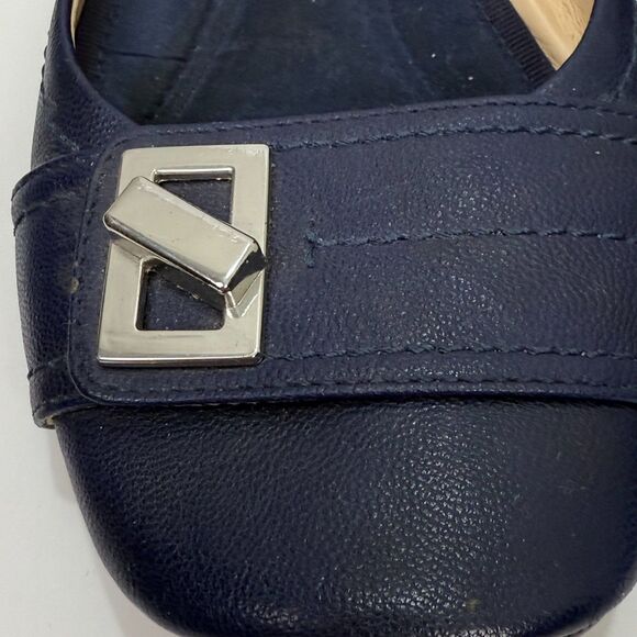 Nine West Ballet Flats Navy Blue Faux Leather Slip On Buckle Accent 9 M‎ Lyrical - Picture 4 of 10